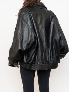 Vintage x Black Leather Bomber Jacket (XS-XXL)