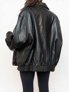 Vintage x Black Leather Bomber Jacket (XS-XXL)