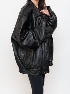 Vintage x Black Leather Bomber Jacket (XS-XXL)