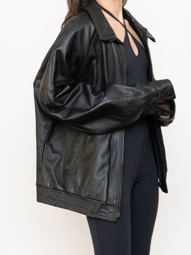 Vintage x Canadian-Made Leather Bomber Jacket (XS-XL)