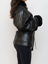 Load image into Gallery viewer, Vintage x Faux Leather Quilted Belted Jacket (S, M)