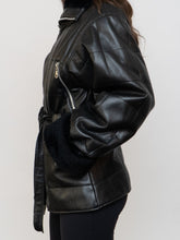Load image into Gallery viewer, Vintage x Faux Leather Quilted Belted Jacket (S, M)