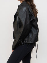 Load image into Gallery viewer, Vintage x Genuine Leather Black Cropped Biker Jacket (XS-M)