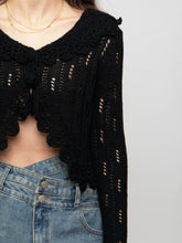 Load image into Gallery viewer, Vintage x Black Cropped Knit Button Up Cardigan (XS-M)