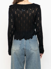 Load image into Gallery viewer, Vintage x Black Cropped Knit Button Up Cardigan (XS-M)