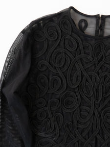 Vintage x ANNE KLEIN Mesh Embroidered Bodysuit (L)