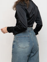 Load image into Gallery viewer, Vintage x Black Silk Button Up Bodysuit (S, M)