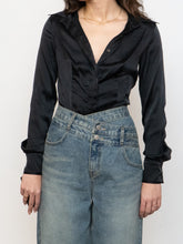 Load image into Gallery viewer, Vintage x Black Silk Button Up Bodysuit (S, M)
