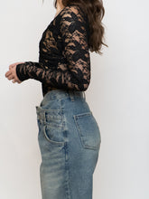 Load image into Gallery viewer, Vintage x Black &amp; Nude Long Sleeve Lace Top (XS, S)