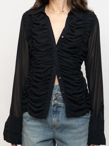 Vintage x TRISTAN & ISEUT Button Up Scrunched Blouse (XS-M)