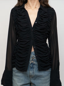 Vintage x TRISTAN & ISEUT Button Up Scrunched Blouse (XS-M)