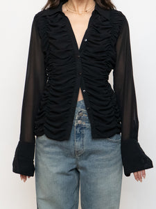 Vintage x TRISTAN & ISEUT Button Up Scrunched Blouse (XS-M)