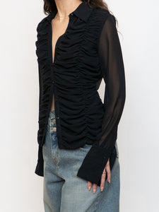 Vintage x TRISTAN & ISEUT Button Up Scrunched Blouse (XS-M)