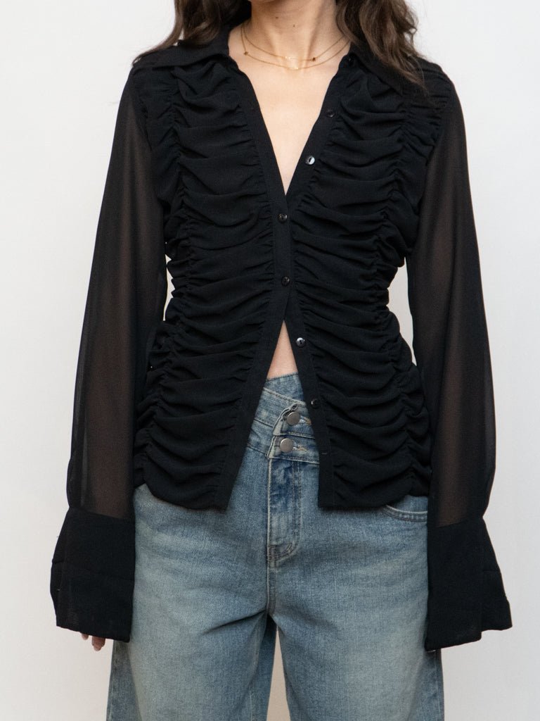 Vintage x TRISTAN & ISEUT Button Up Scrunched Blouse (XS-M)