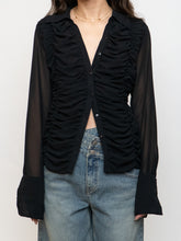 Load image into Gallery viewer, Vintage x TRISTAN &amp; ISEUT Button Up Scrunched Blouse (XS-M)