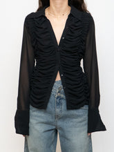 Load image into Gallery viewer, Vintage x TRISTAN &amp; ISEUT Button Up Scrunched Blouse (XS-M)