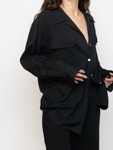 Vintage x Black Silk Button-up Blouse (XS-L)