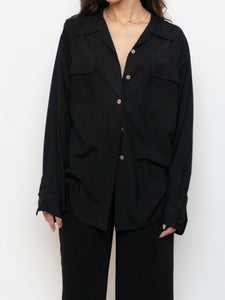 Vintage x Black Silk Button-up Blouse (XS-L)