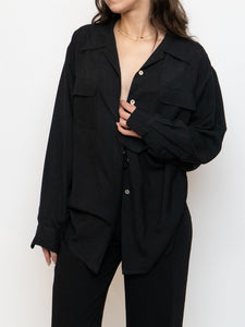 Vintage x Black Silk Button-up Blouse (XS-L)