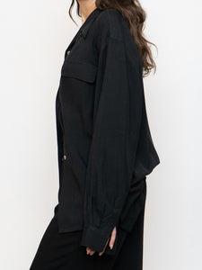 Vintage x Black Silk Button-up Blouse (XS-L)