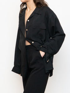 Vintage x Black Silk Button-up Blouse (XS-L)