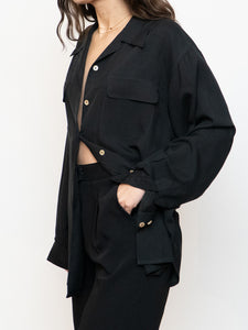 Vintage x Black Silk Button-up Blouse (XS-L)