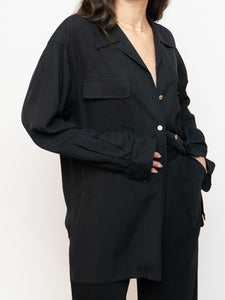 Vintage x Black Silk Button-up Blouse (XS-L)