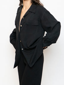 Vintage x Black Silk Button-up Blouse (XS-L)