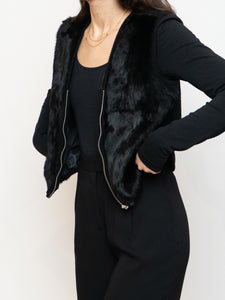 Vintage x NINA LEONARD Knit & Faux Fur Vest (S-L)