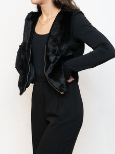 Vintage x NINA LEONARD Knit & Faux Fur Vest (S-L)