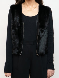 Vintage x NINA LEONARD Knit & Faux Fur Vest (S-L)