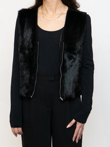 Vintage x NINA LEONARD Knit & Faux Fur Vest (S-L)