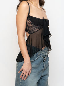 Vintage x Mesh Frilly Lingerie Top (XS-M, A Cup)