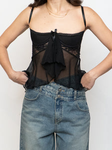 Vintage x Mesh Frilly Lingerie Top (XS-M, A Cup)