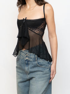 Vintage x Mesh Frilly Lingerie Top (XS-M, A Cup)
