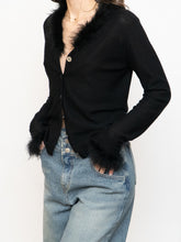 Load image into Gallery viewer, Vintage x Black Wool Feathered Cardigan (S, M)