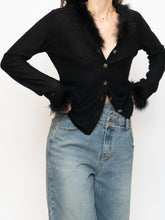 Load image into Gallery viewer, Vintage x Black Wool Feathered Cardigan (S, M)