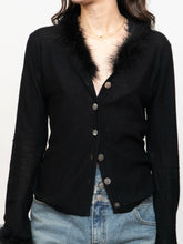 Load image into Gallery viewer, Vintage x Black Wool Feathered Cardigan (S, M)