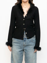 Load image into Gallery viewer, Vintage x Black Wool Feathered Cardigan (S, M)