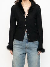 Load image into Gallery viewer, Vintage x Black Wool Feathered Cardigan (S, M)
