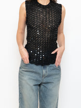 Load image into Gallery viewer, Vintage x Black Square Sequin Crochet High Neck Tank (XS-M)