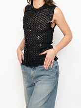 Load image into Gallery viewer, Vintage x Black Square Sequin Crochet High Neck Tank (XS-M)