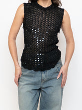 Load image into Gallery viewer, Vintage x Black Square Sequin Crochet High Neck Tank (XS-M)