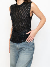 Load image into Gallery viewer, Vintage x Black Square Sequin Crochet High Neck Tank (XS-M)