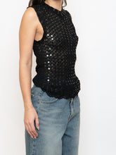Load image into Gallery viewer, Vintage x Black Square Sequin Crochet High Neck Tank (XS-M)