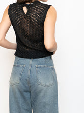 Load image into Gallery viewer, Vintage x Black Square Sequin Crochet High Neck Tank (XS-M)