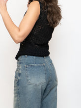 Load image into Gallery viewer, Vintage x Black Square Sequin Crochet High Neck Tank (XS-M)