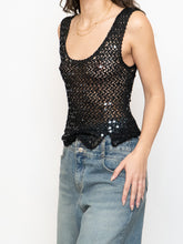 Load image into Gallery viewer, Vintage x Black Spaced Crochet Sequin Tank (XXS-S)