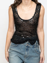Load image into Gallery viewer, Vintage x Black Spaced Crochet Sequin Tank (XXS-S)