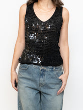 Load image into Gallery viewer, Vintage x Black Sequin Crochet Tank (S-L)